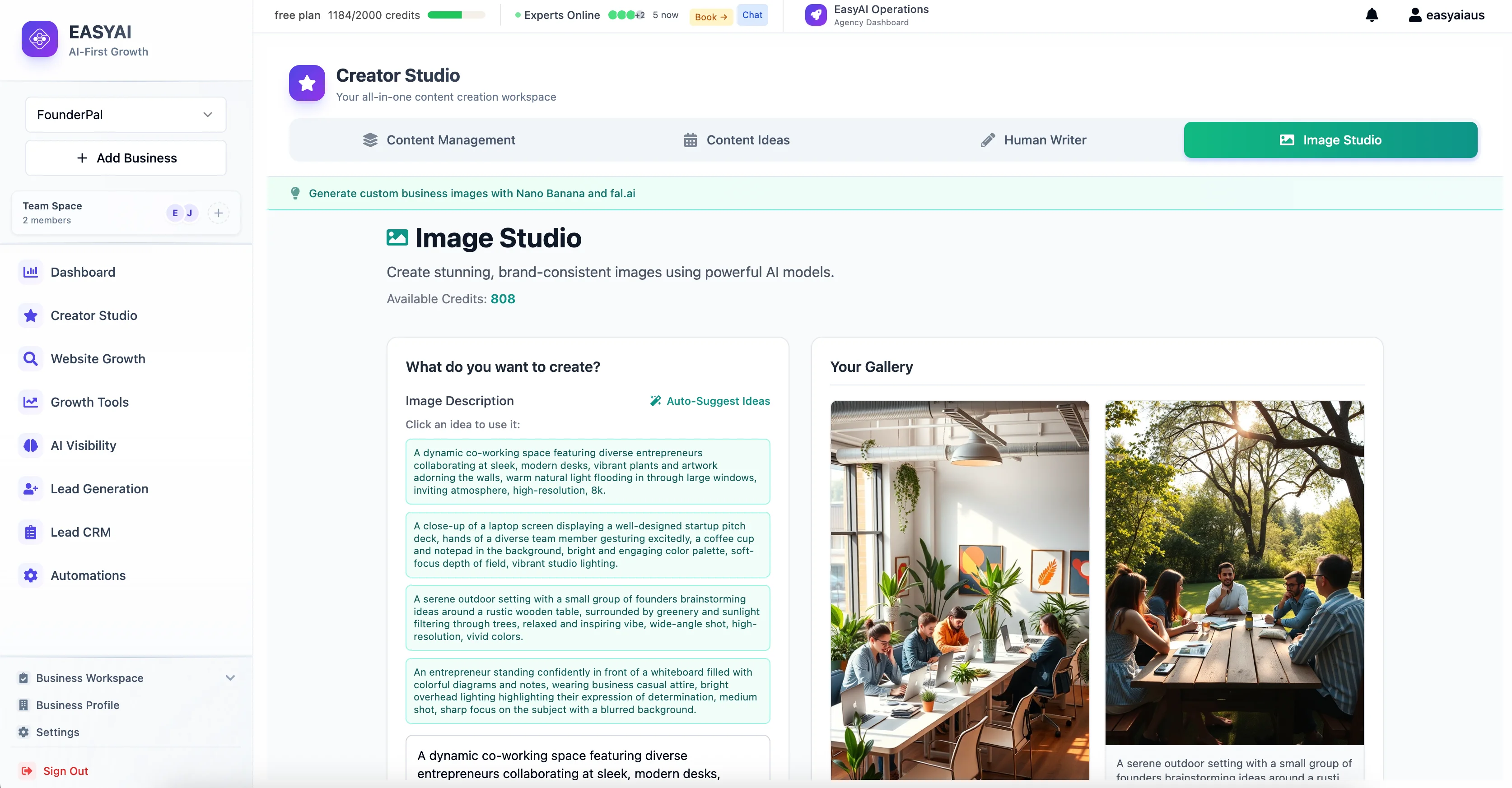 EasyAI AI image studio screenshot