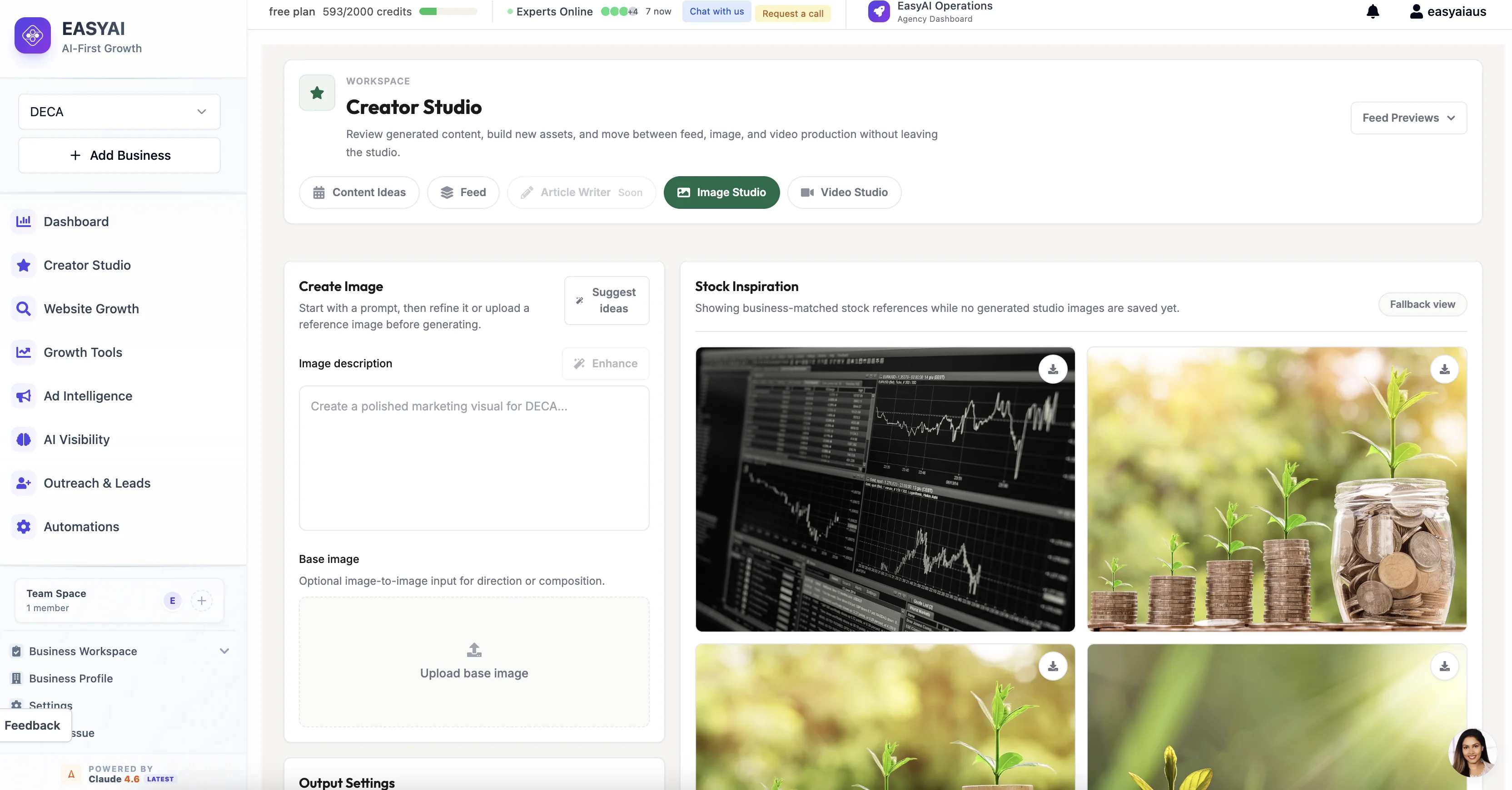 EASYAI AI Image Studio — generate marketing visuals