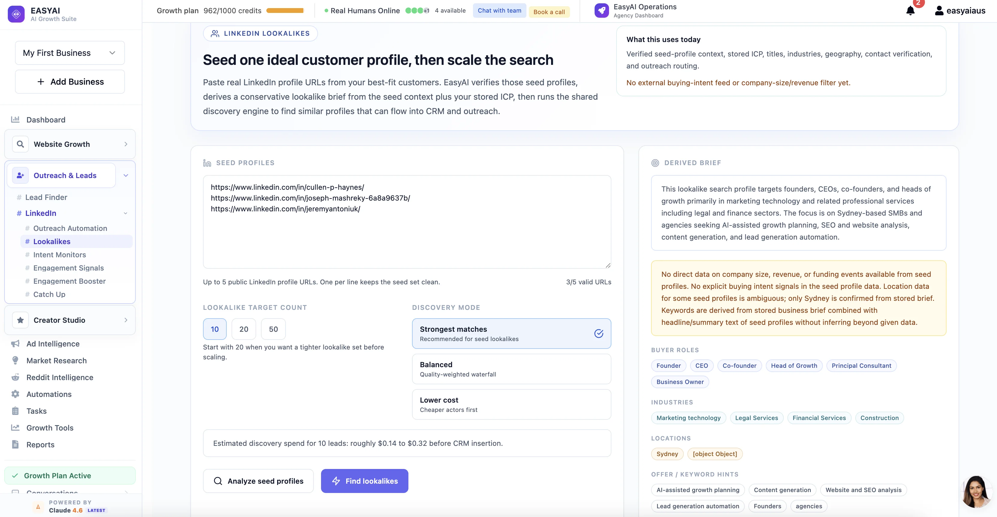 EasyAI Lookalikes — seed ideal customer profiles and scale the search