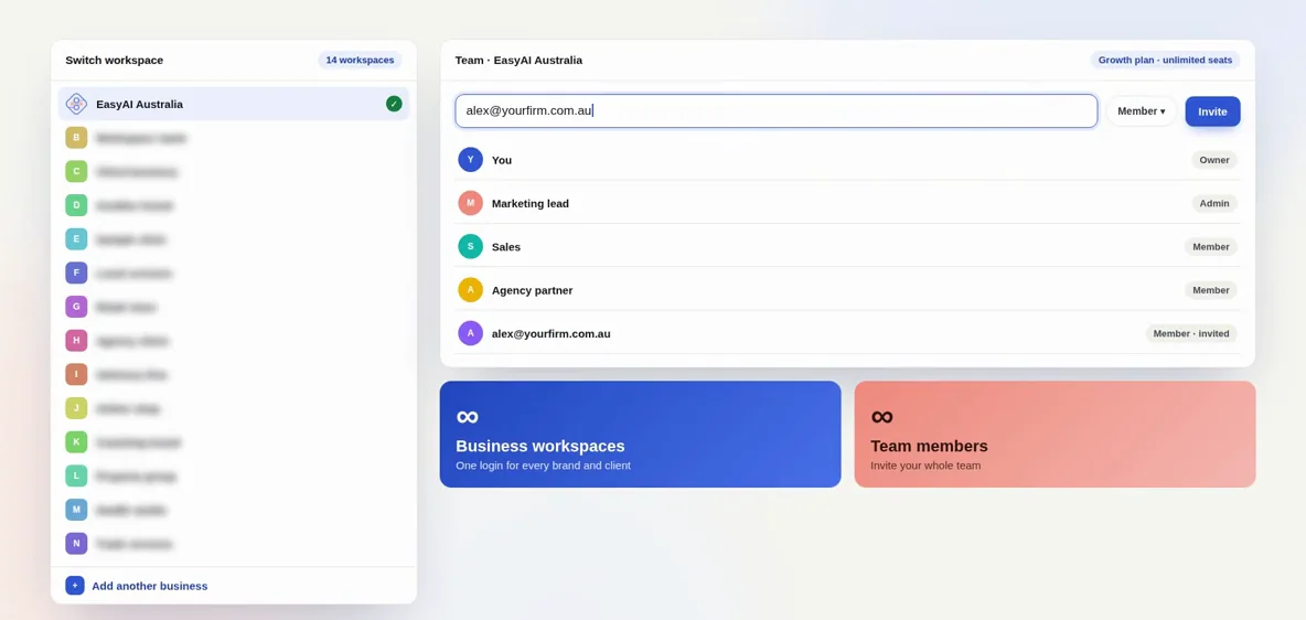 Workspaces and team invites