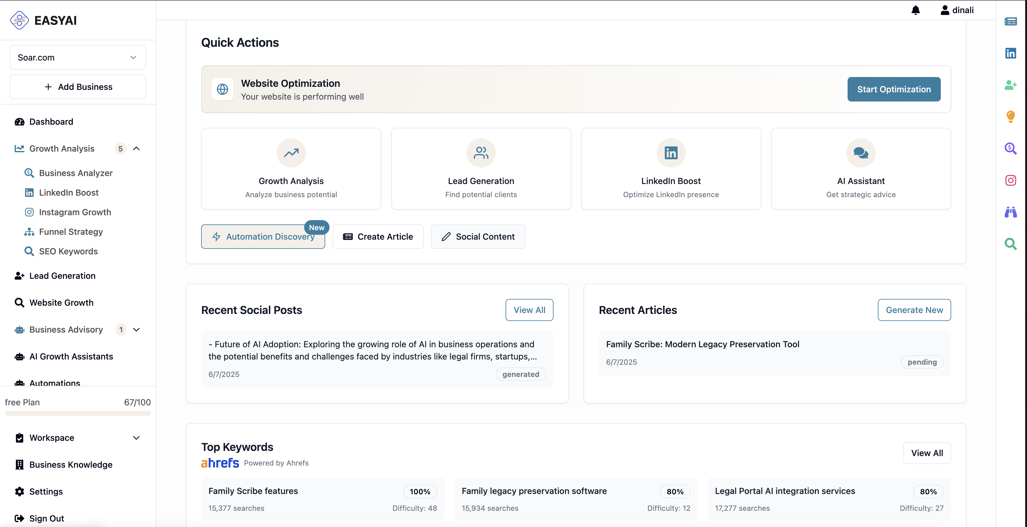 AI Business Dashboard Preview